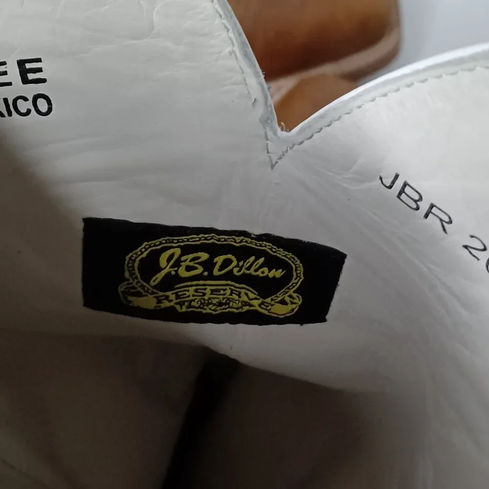 Vintage J.B. Dillon Reserve Cowboy Boots Mens 11.5EE Tan/Blue Rodeo Rancher 2004 - Picture 12 of 14